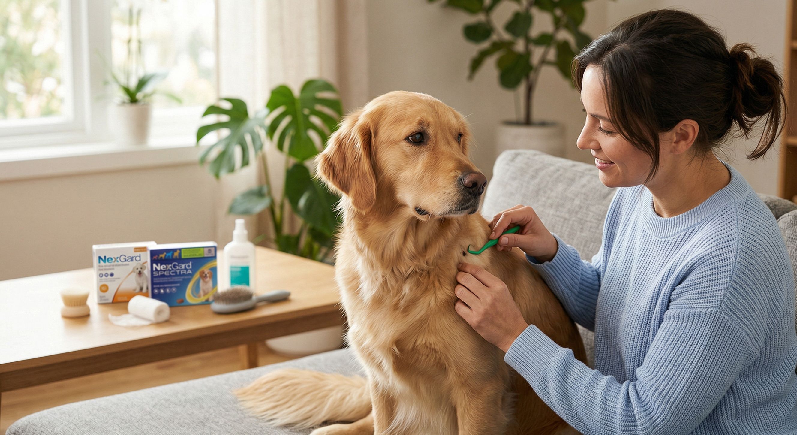 Chien se faisant enlevé une tique
