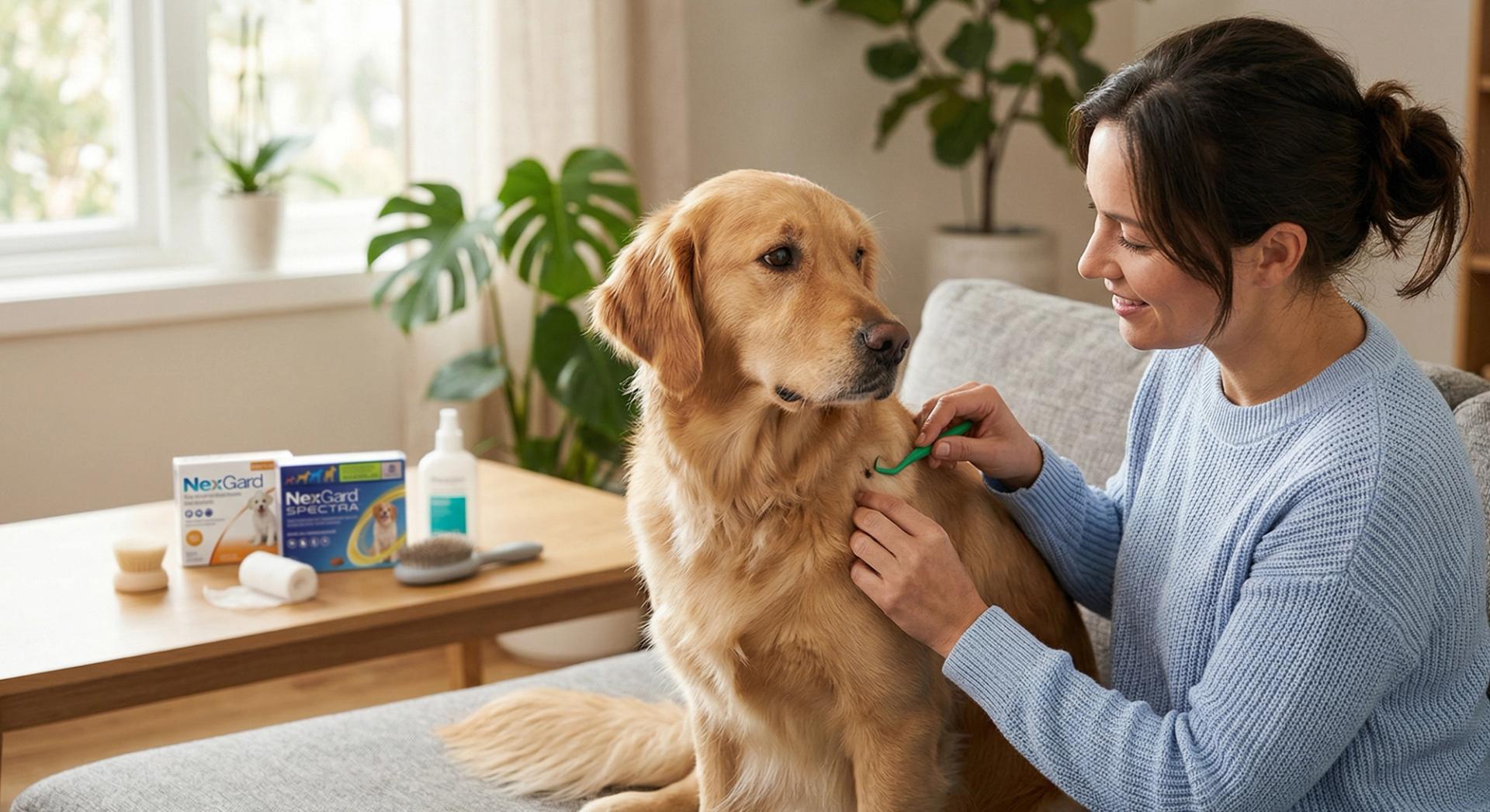 Chien se faisant enlevé une tique