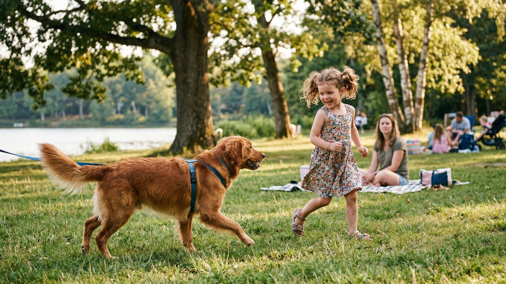Chien jouant avec des enfants