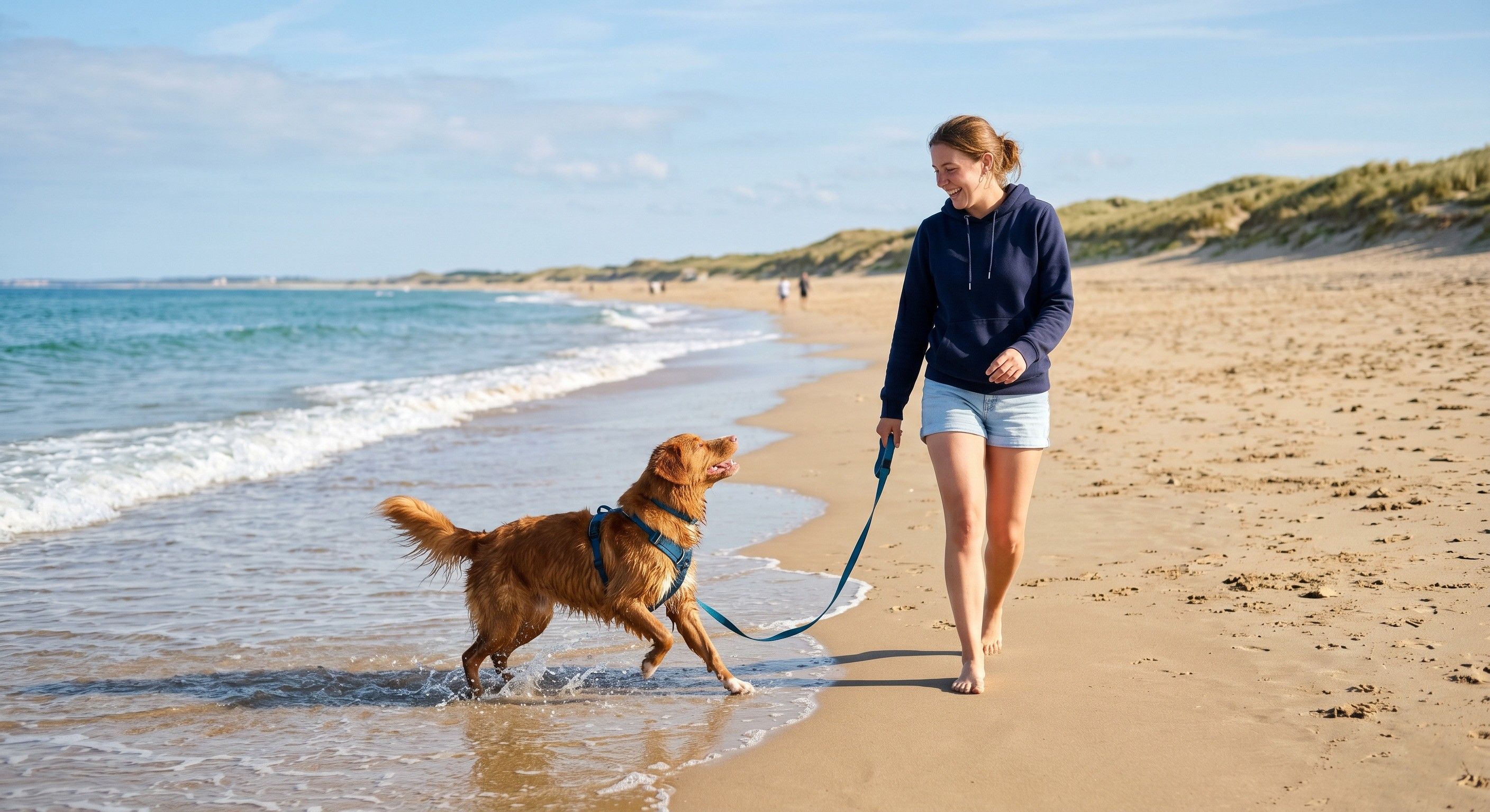 Chien et son maître sur une plage de Vendée