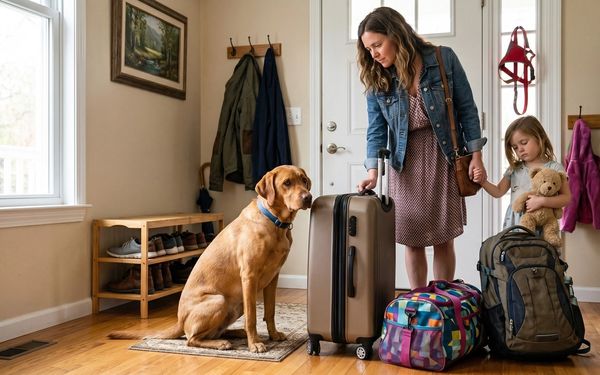 Chien triste lors du retour à la maison