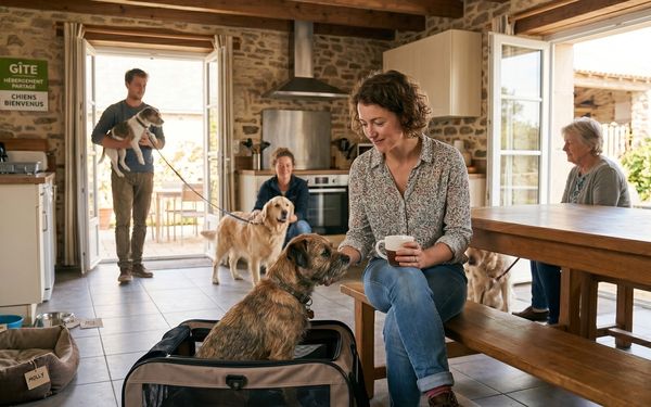 3 chiens dans une maison