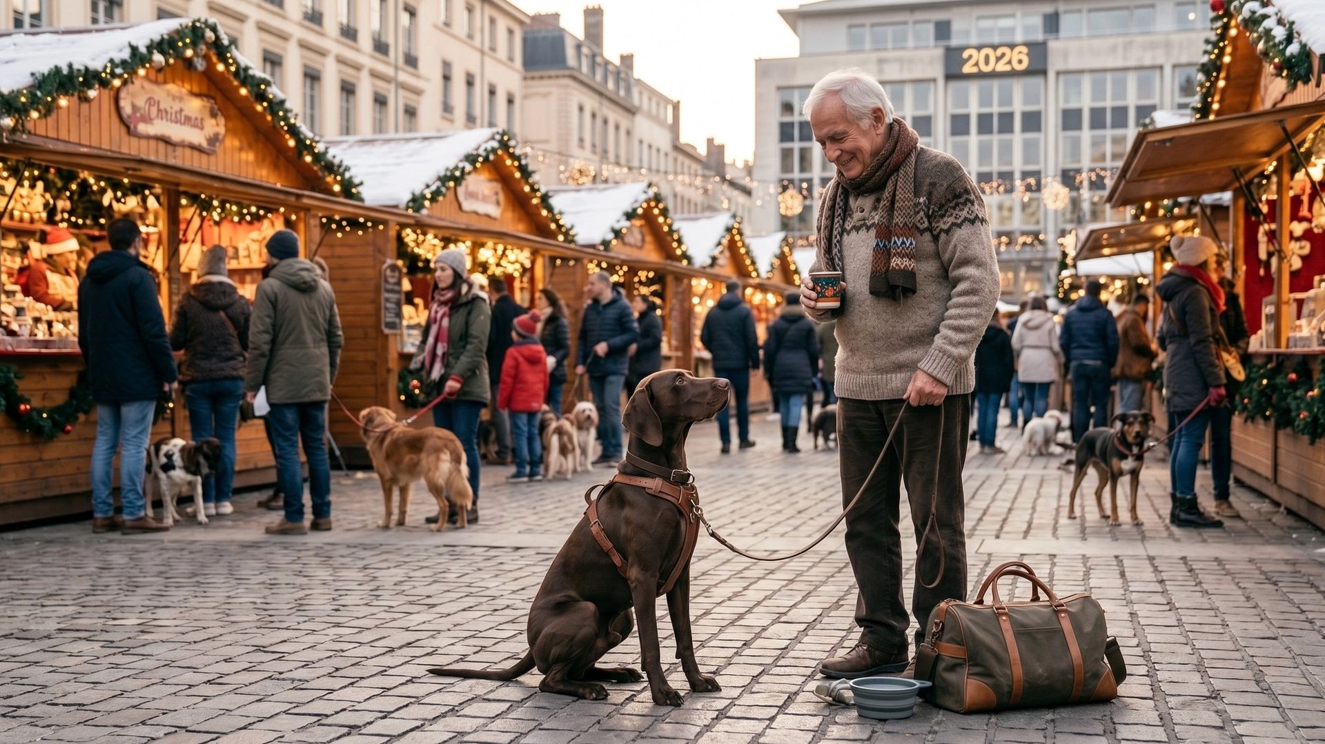 Marché de Noël avec son chien