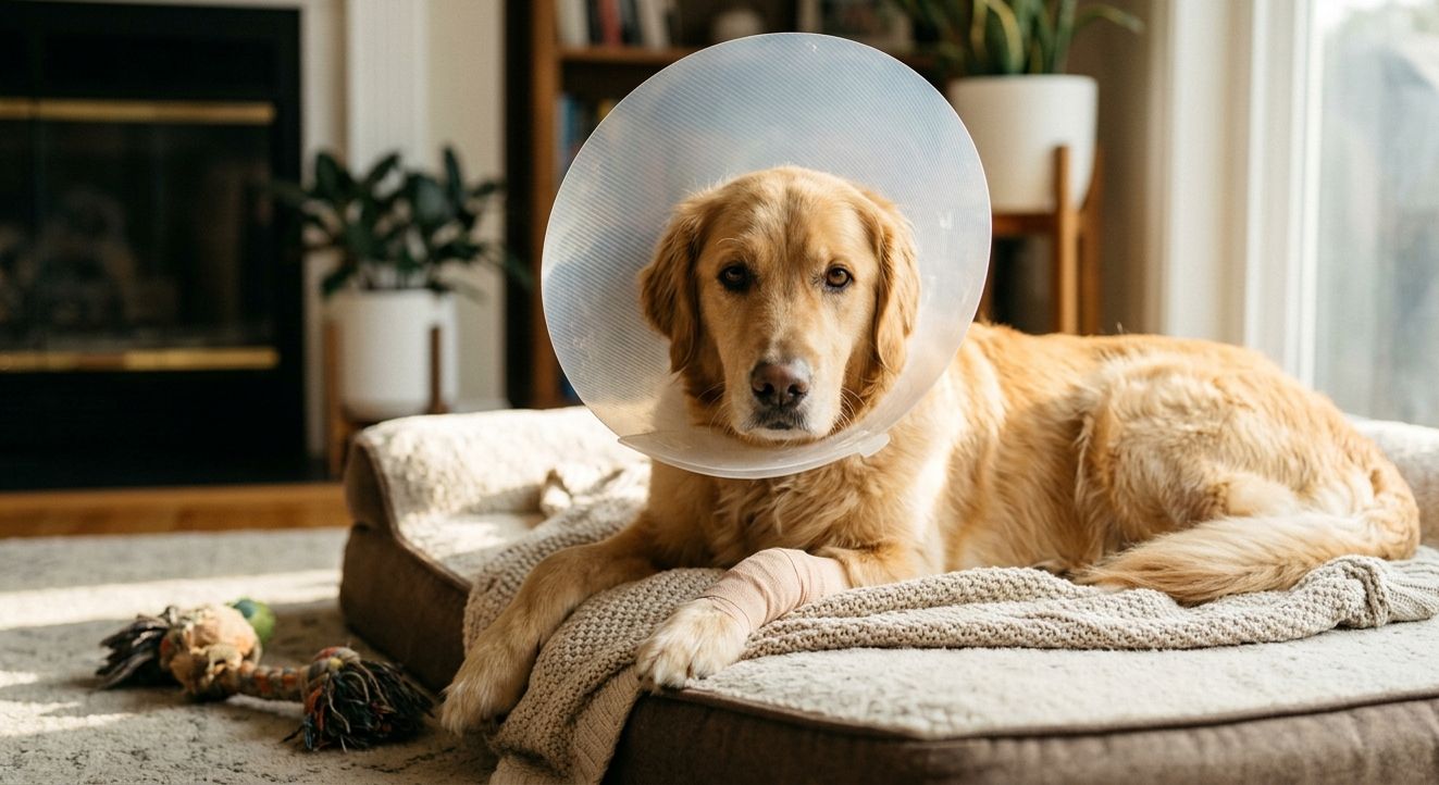 chien avec une collerette