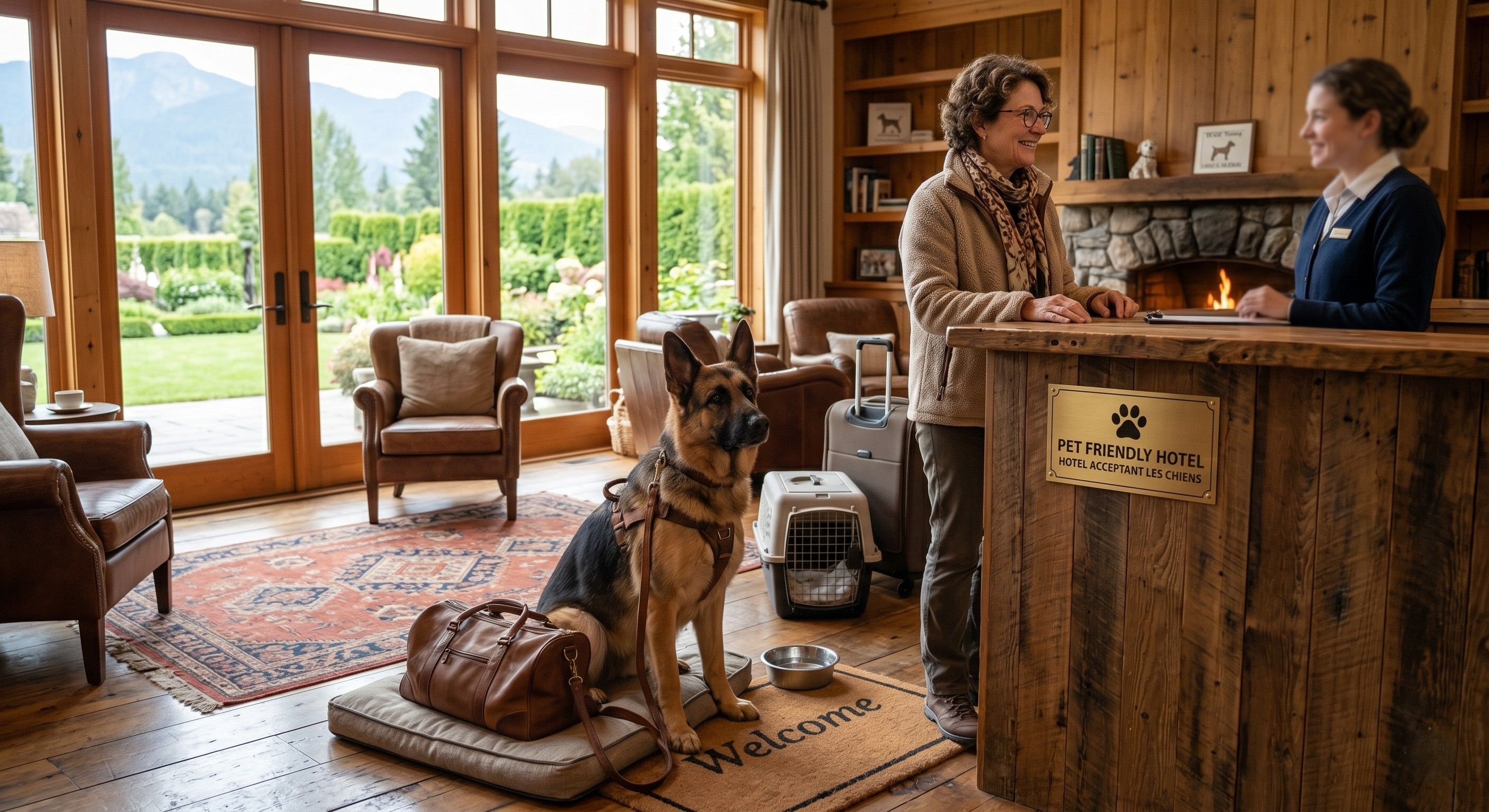 Chien à l'entrée d'un hôtel