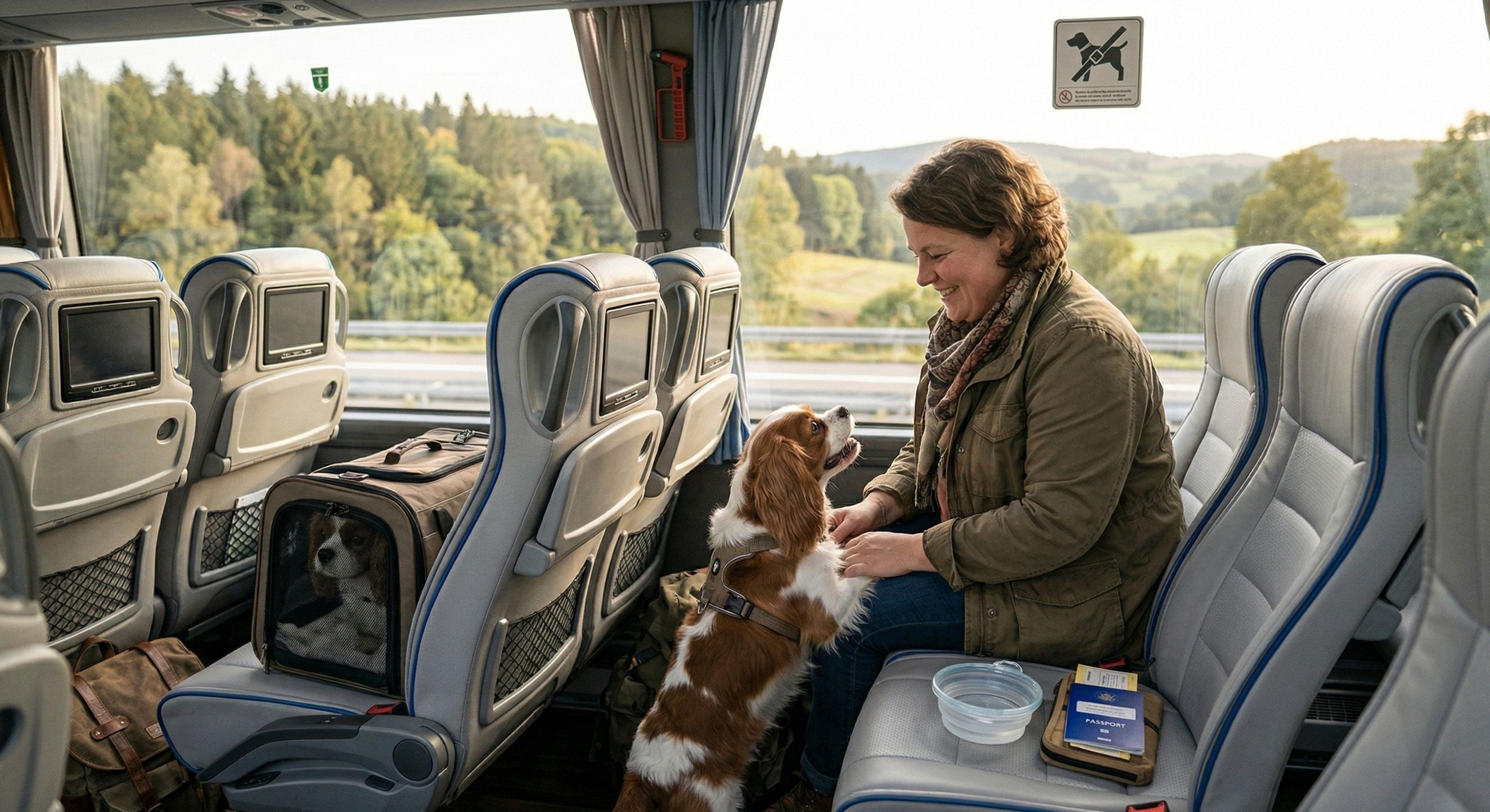 Chien dans un autocar