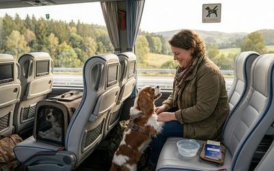 Chien dans un autocar