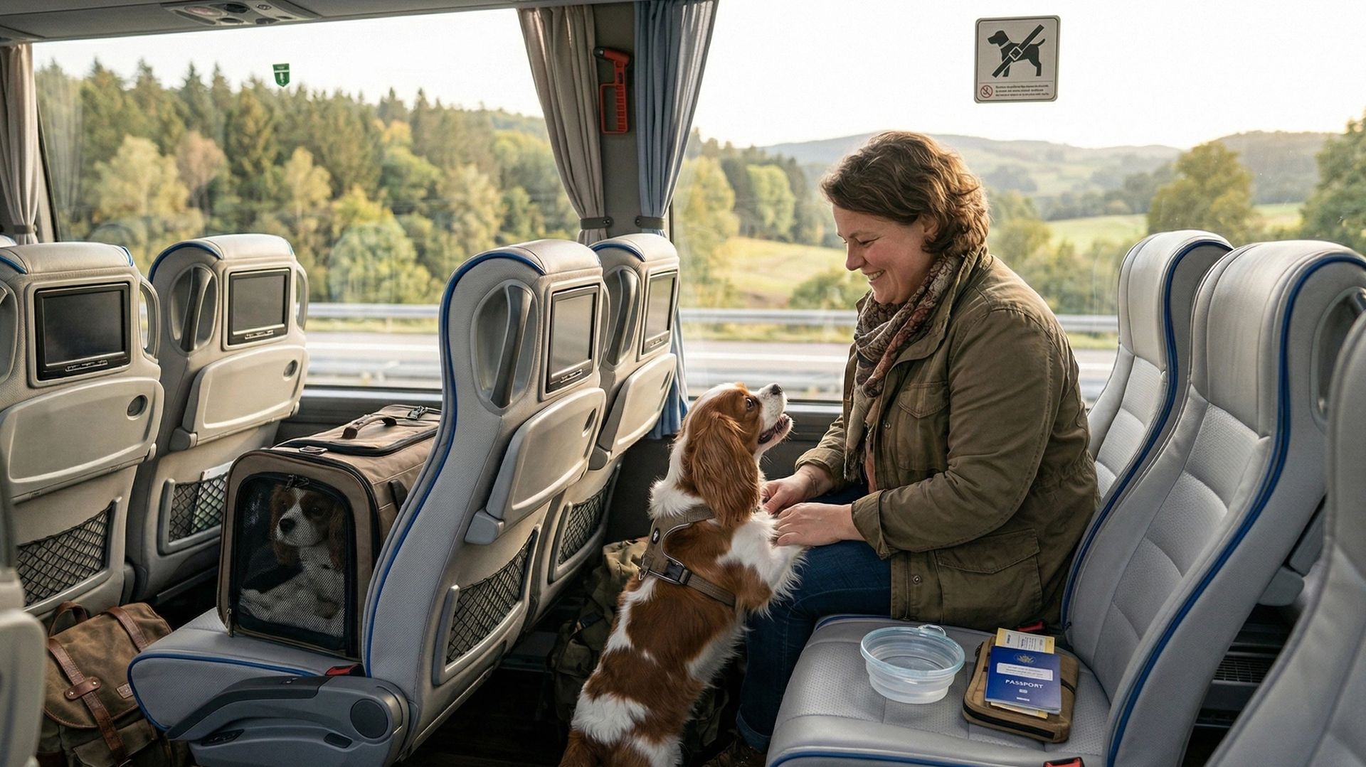 Chien dans un autocar