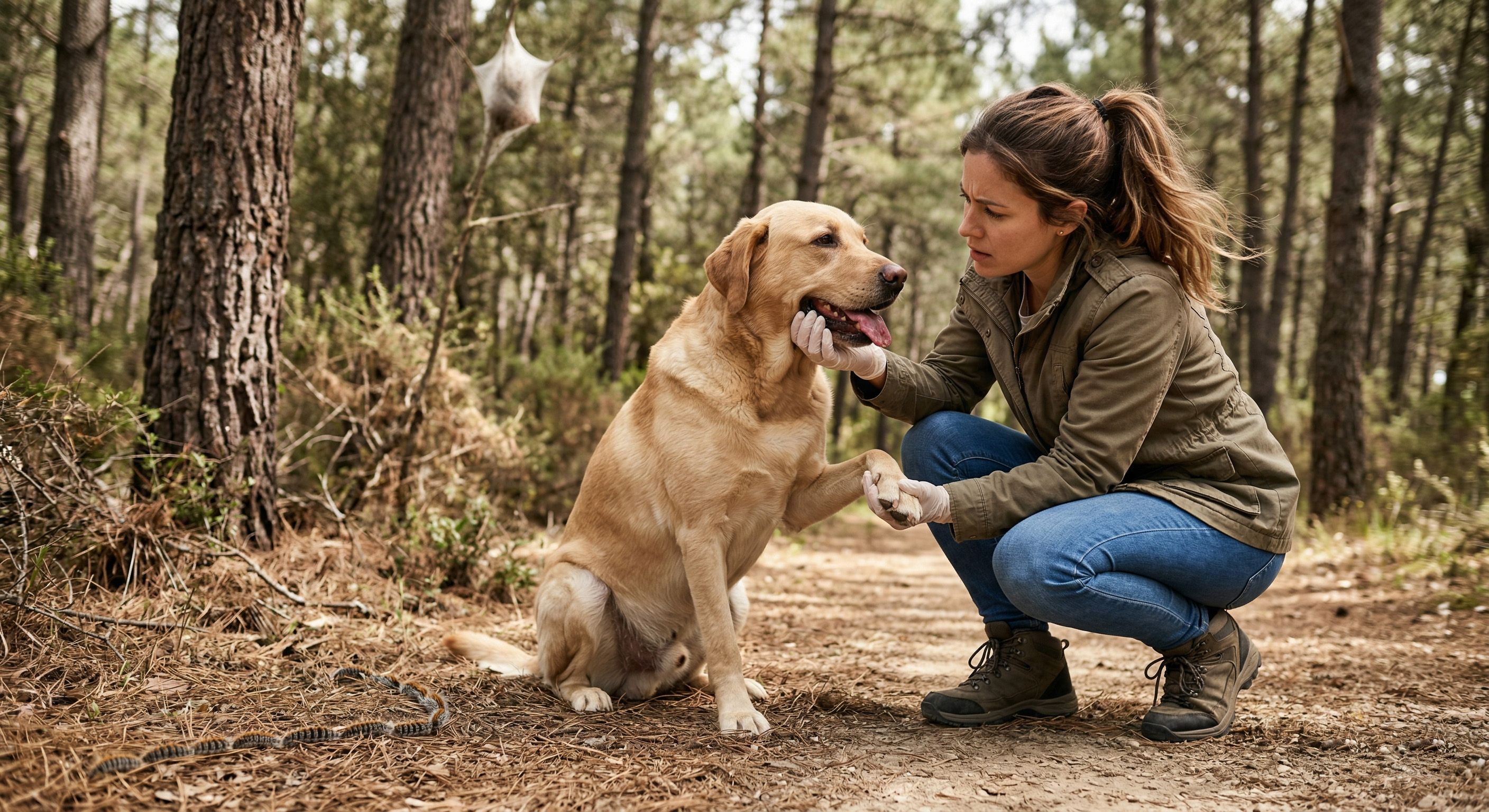 Chien assis dans la forêt