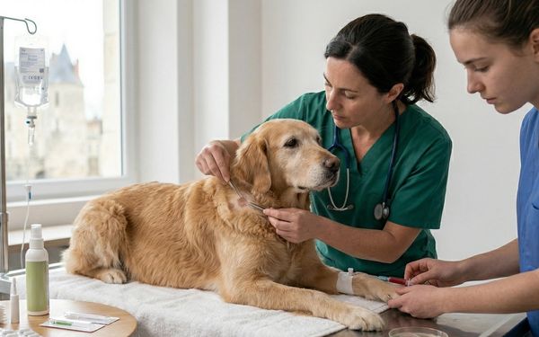 chien chez le vétérinaire
