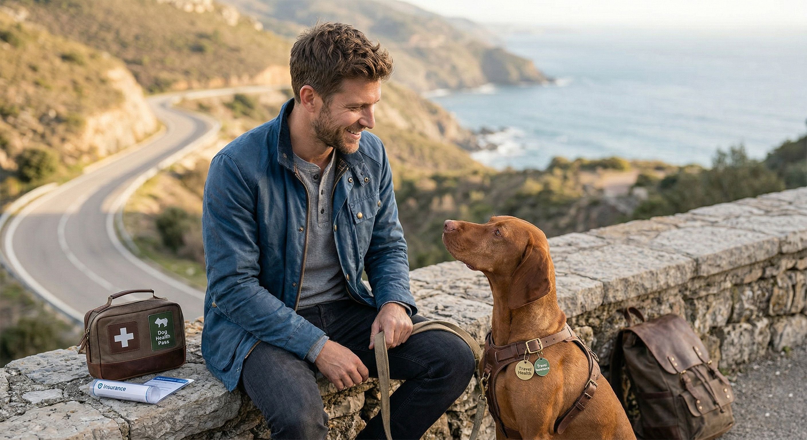 Chien à côté d'une trousse de secours