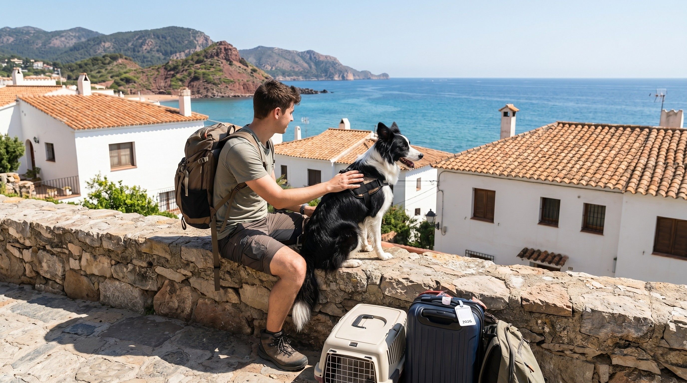 Maître voyageant avec son chien en Espagne