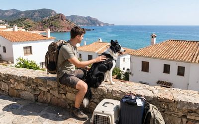 Maître voyageant avec son chien en Espagne