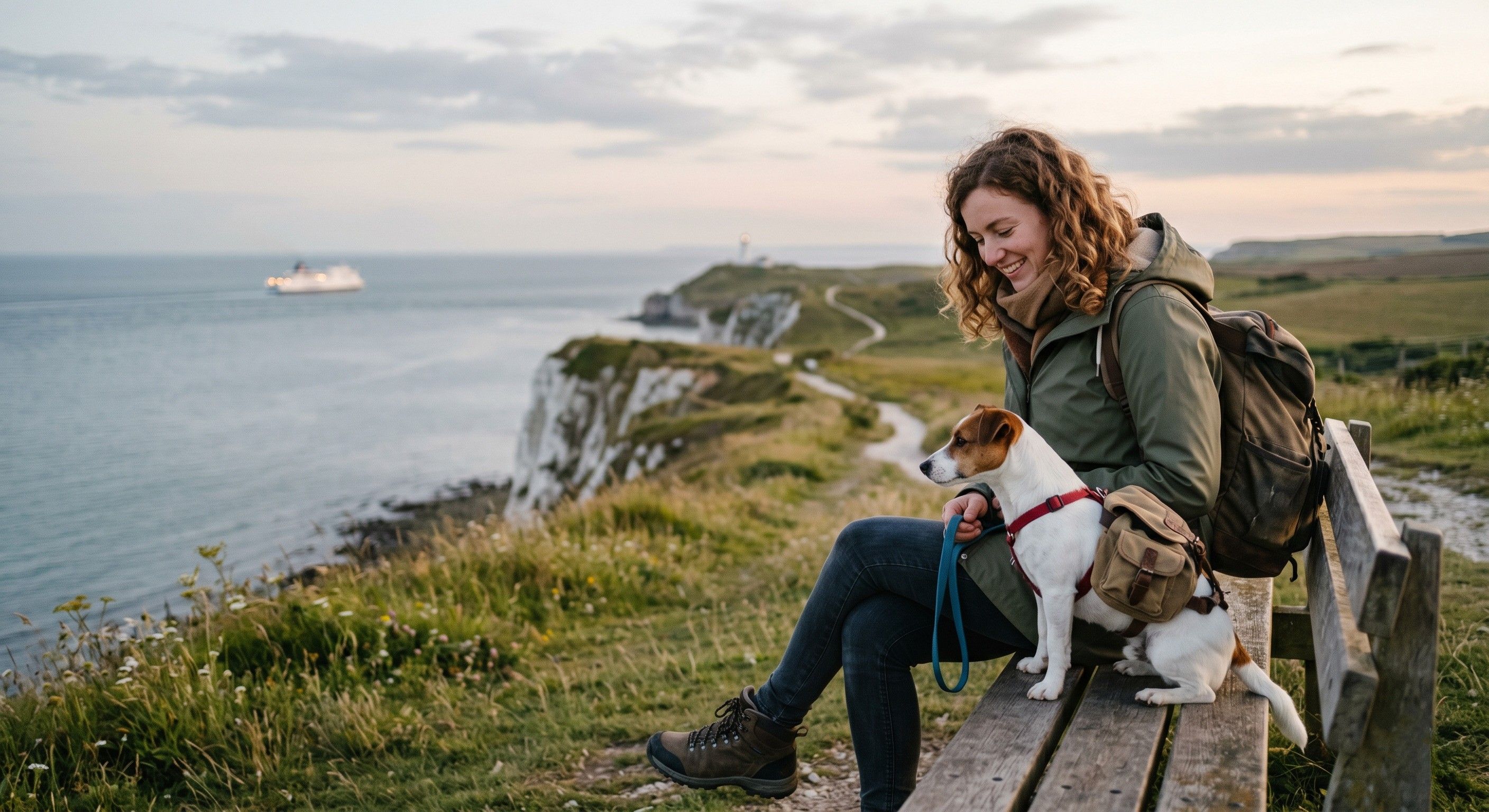 Maîtresse voyageant avec son chien en Angleterre