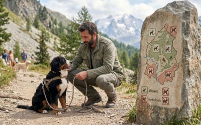 Chien dans un parc naturel