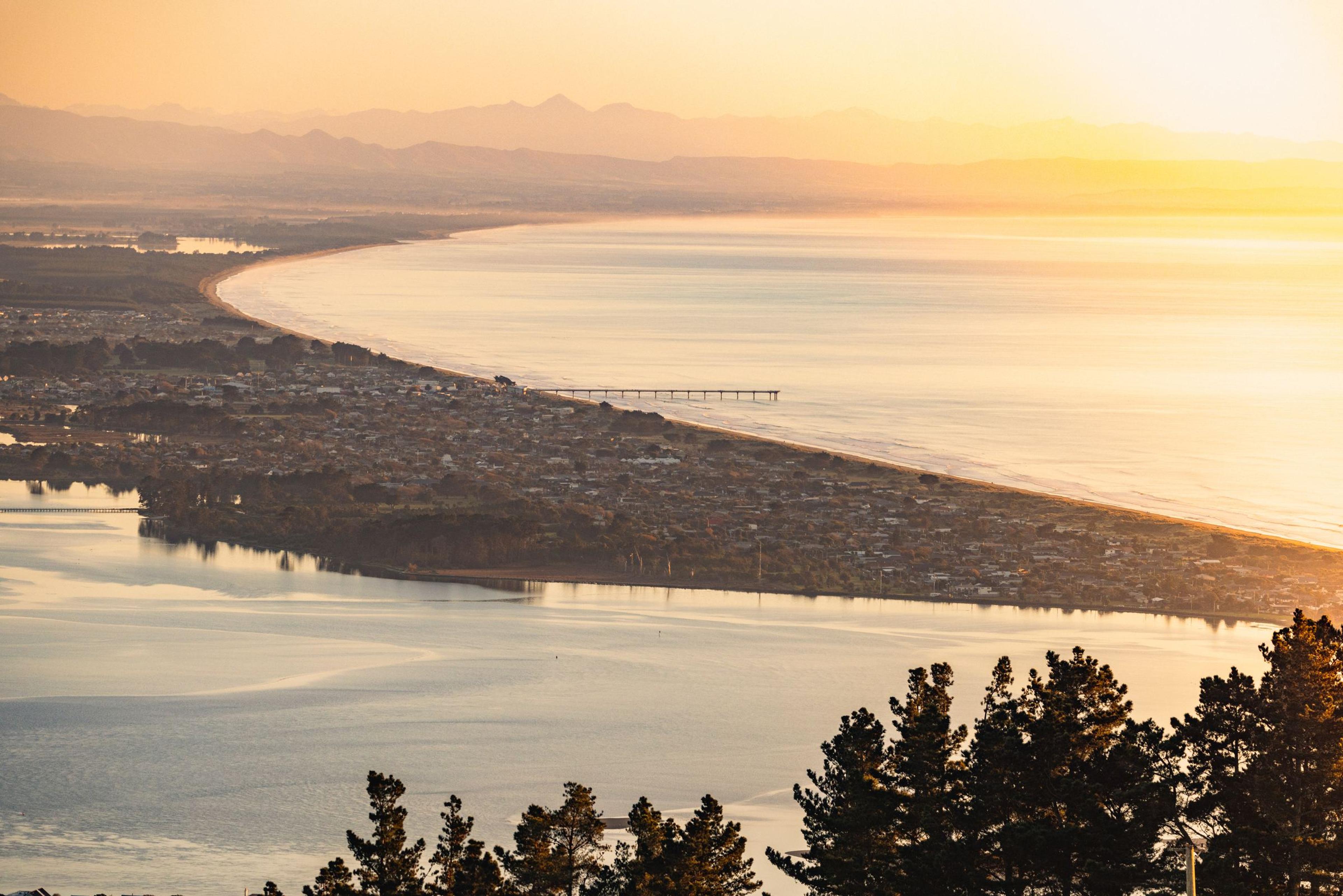Christchurch from the Port Hills at sunrise