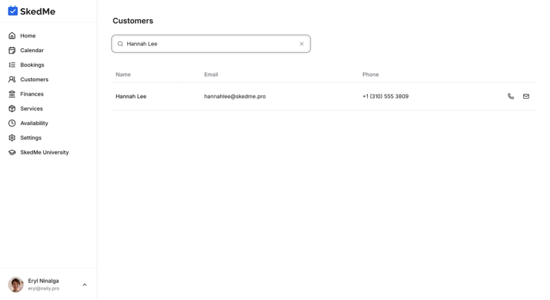 Customer tab with search bar highlighted