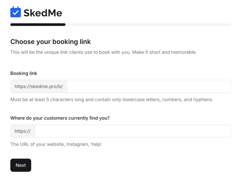 URL and website/Instagram input