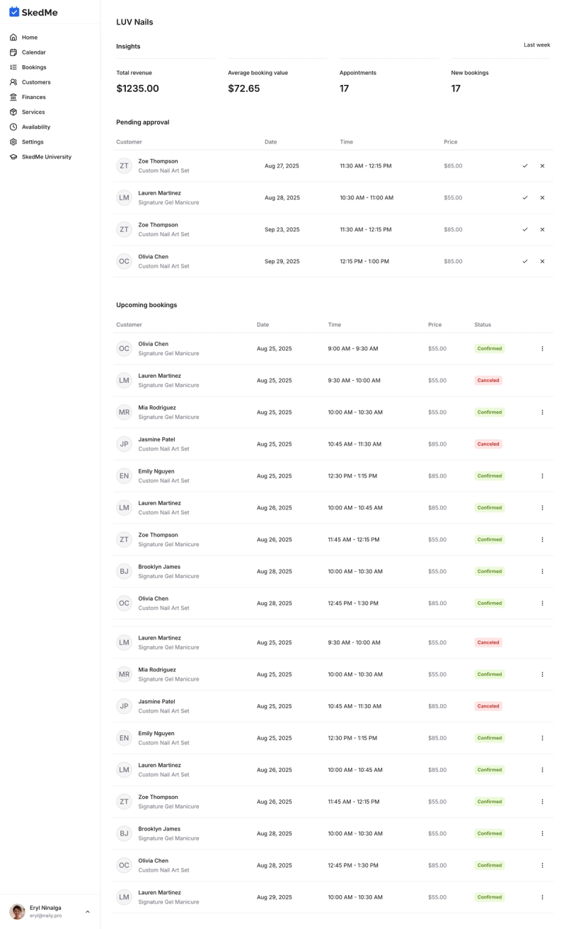 Home page with weekly insights summary