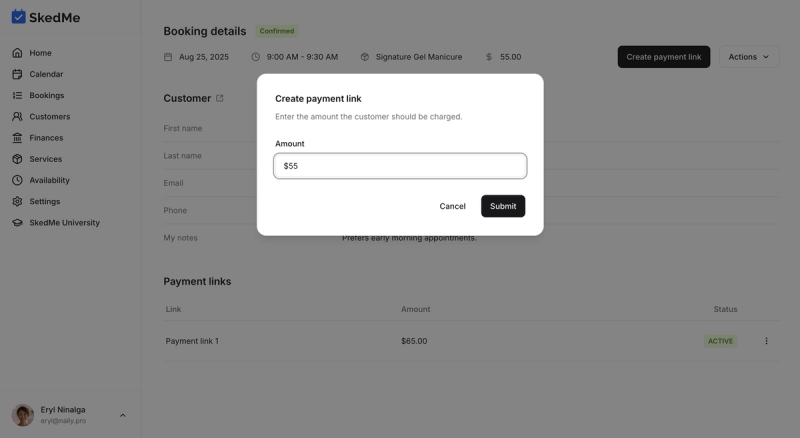 Pop-up with adjustable amount field