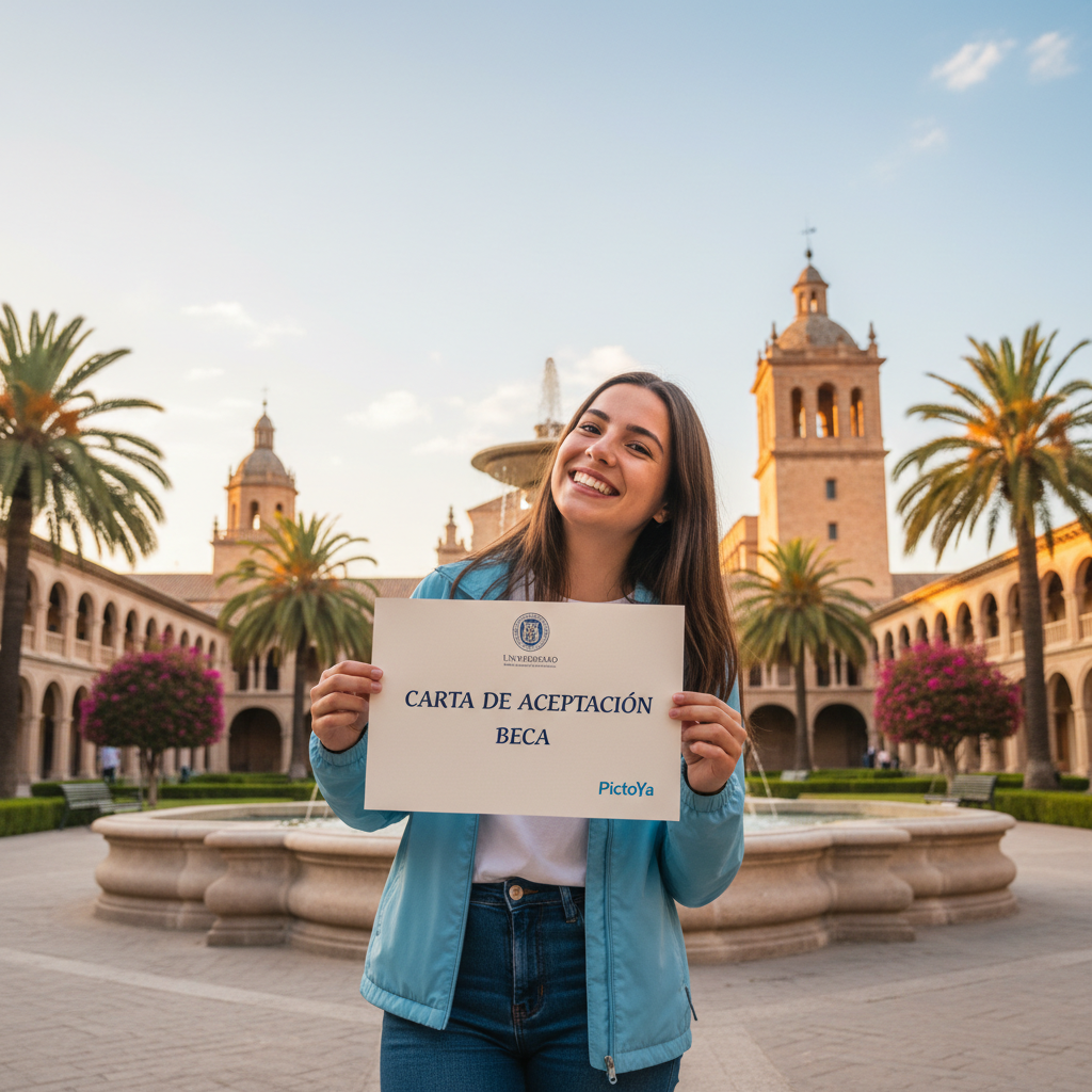 Estudiantes internacionales de postgrado celebrando becas en una universidad española