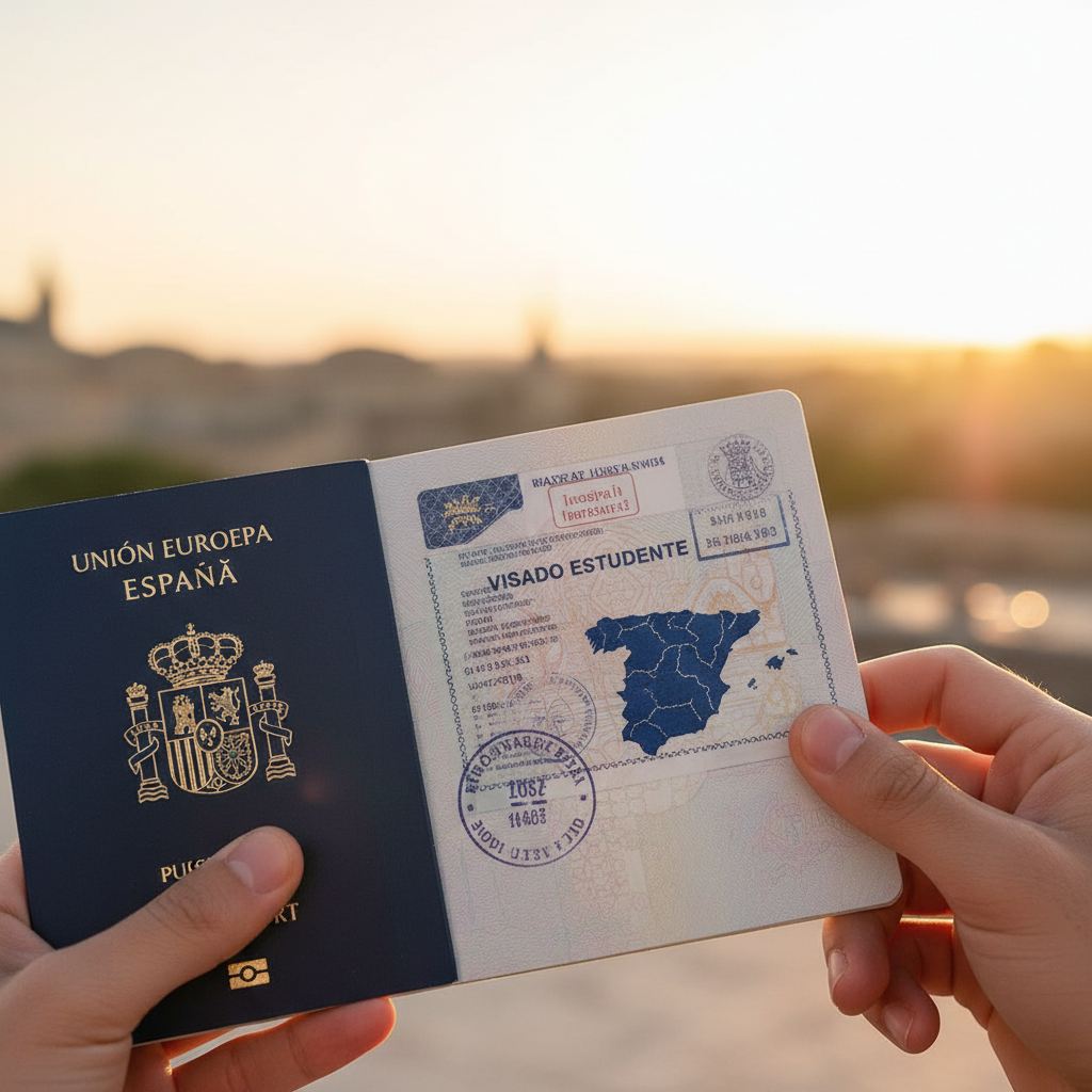 Dos documentos de visa lado a lado comparando las opciones de larga duración y estudiante para España