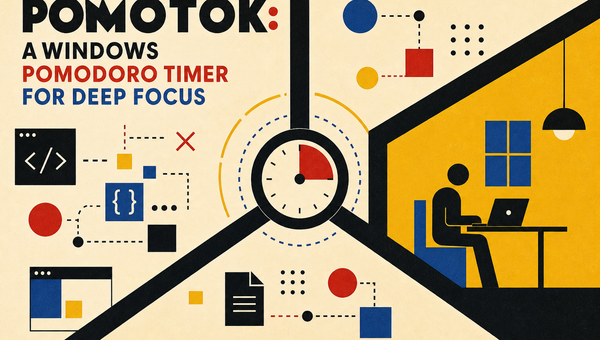 Geometric timer blocking distractions to create a quiet focus zone.