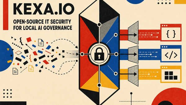 Bauhaus style illustration of IT security verifying local AI model files against compliance rules.