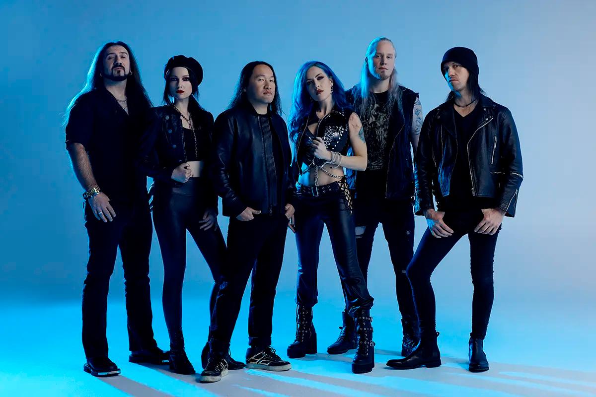DragonForce band members posing together in a blue-toned 2026 press photo