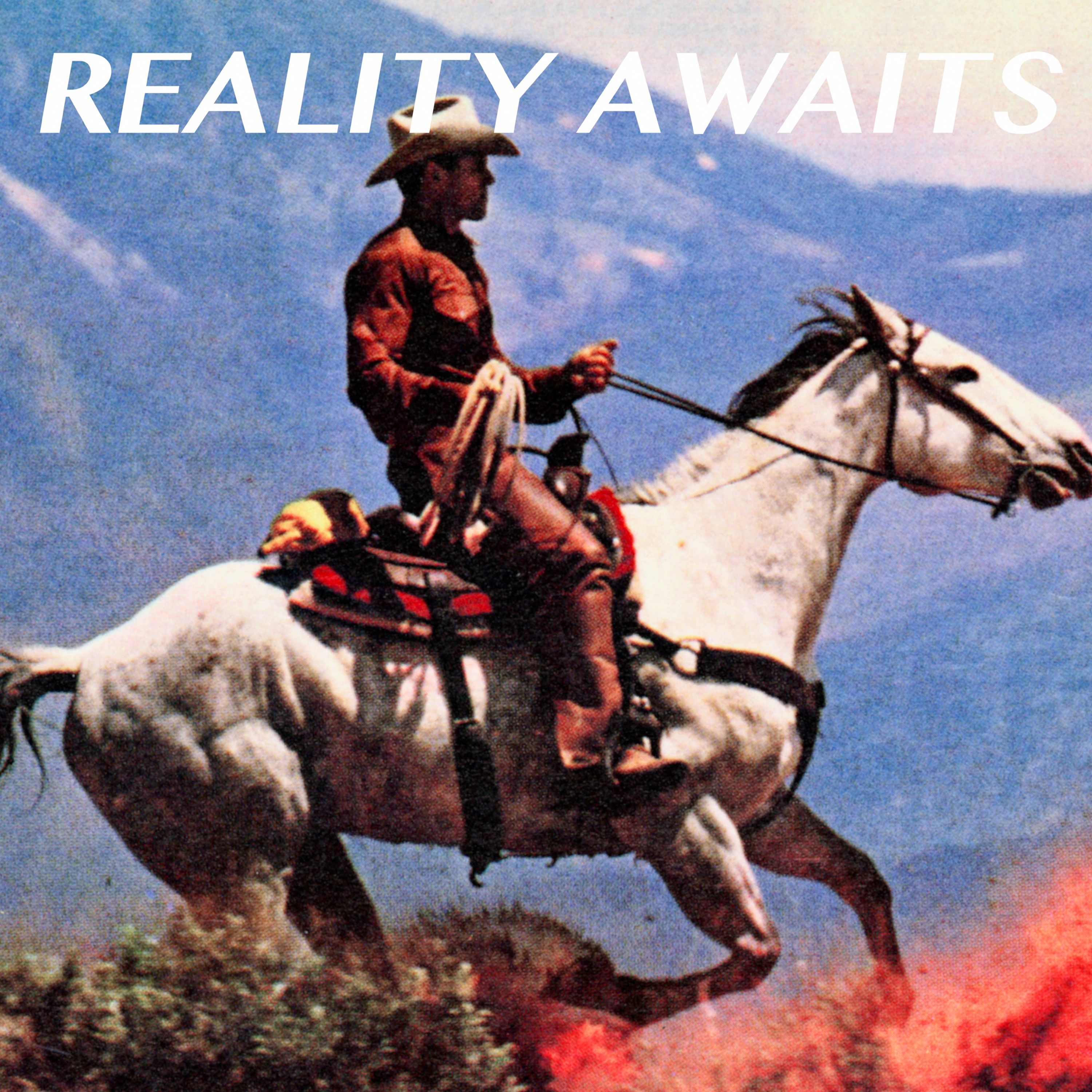 The Strokes Reality Awaits album artwork with a stark black and white abstract design.