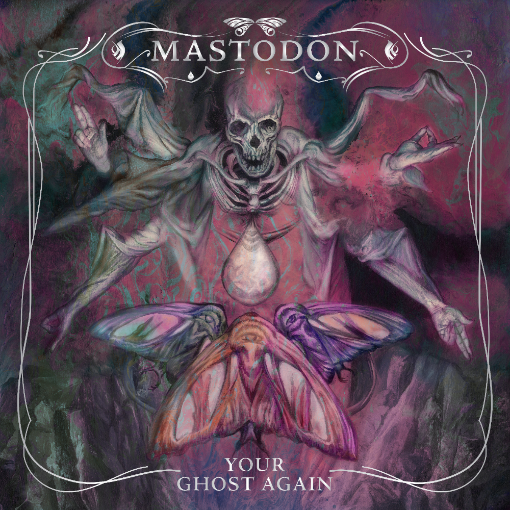 Mastodon Your Ghost Again single artwork with a red hooded figure against a dark background.