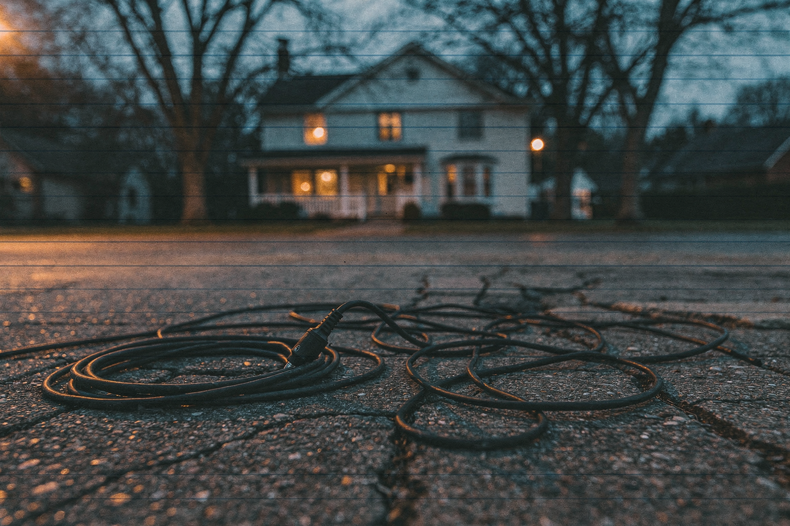 Tangled guitar cables on a dusk street for a Midwest emo starter guide.