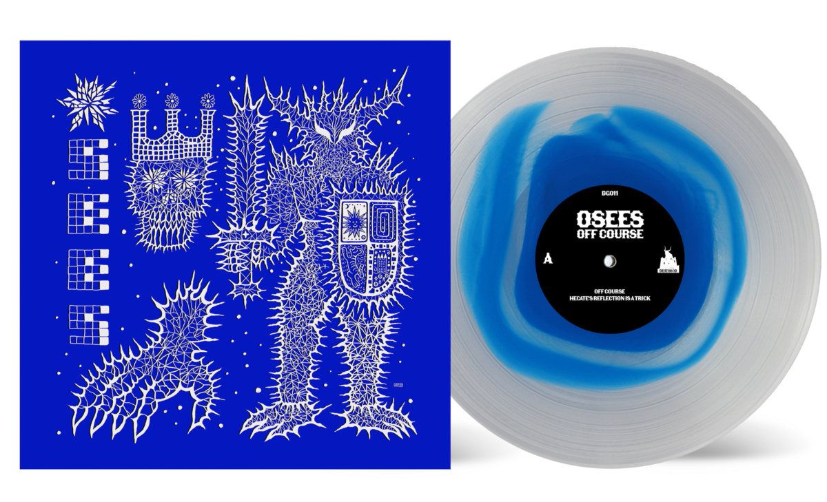 Osees OFF COURSE album artwork with a red figure on a pale background.