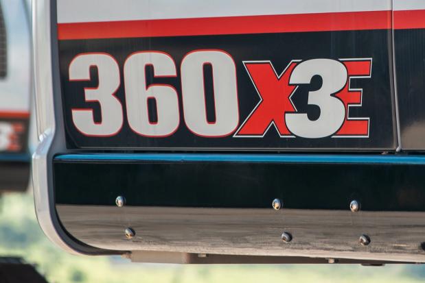 Close up of 360 X3E logo