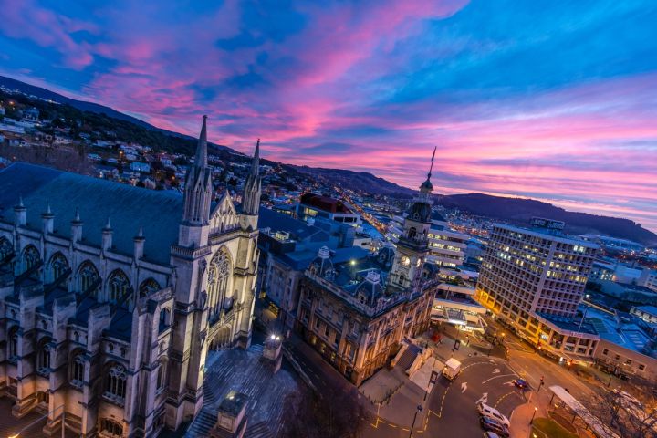 Dunedin at sunrise - centrally located Dunedin Centre in the foreground