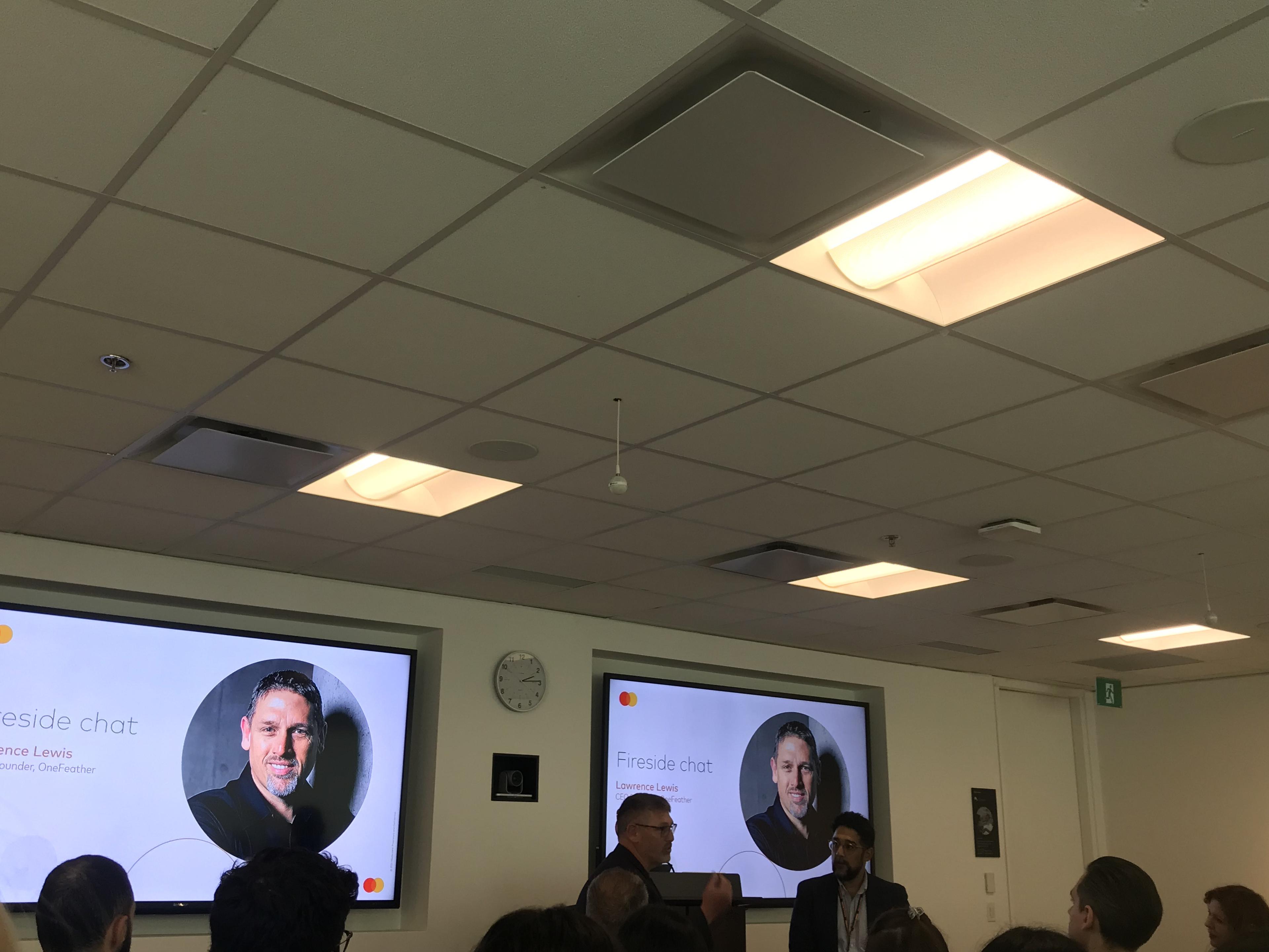 Lawrence in full flow at the Mastercard fireside chat