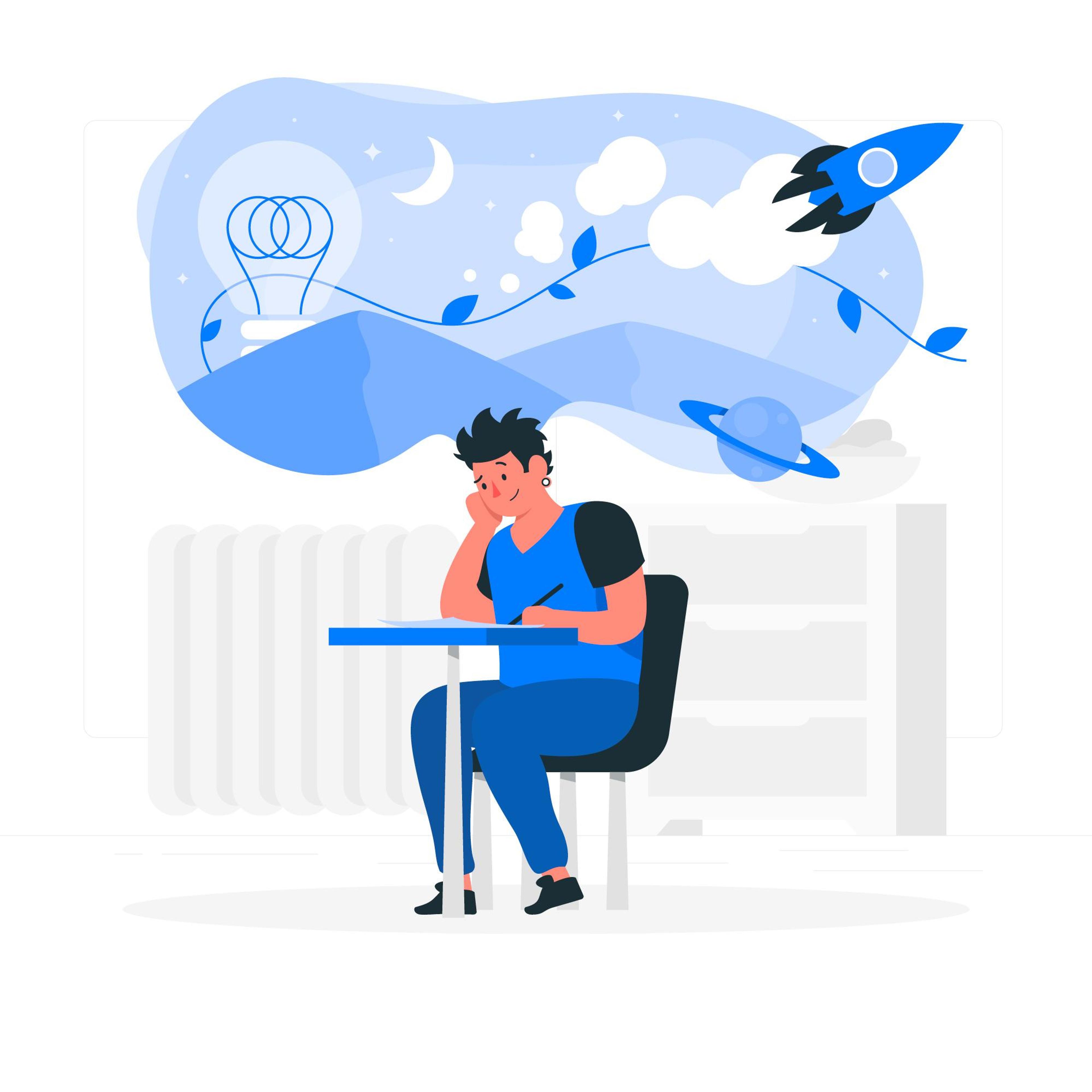 Graphic of a woman writing her ideas