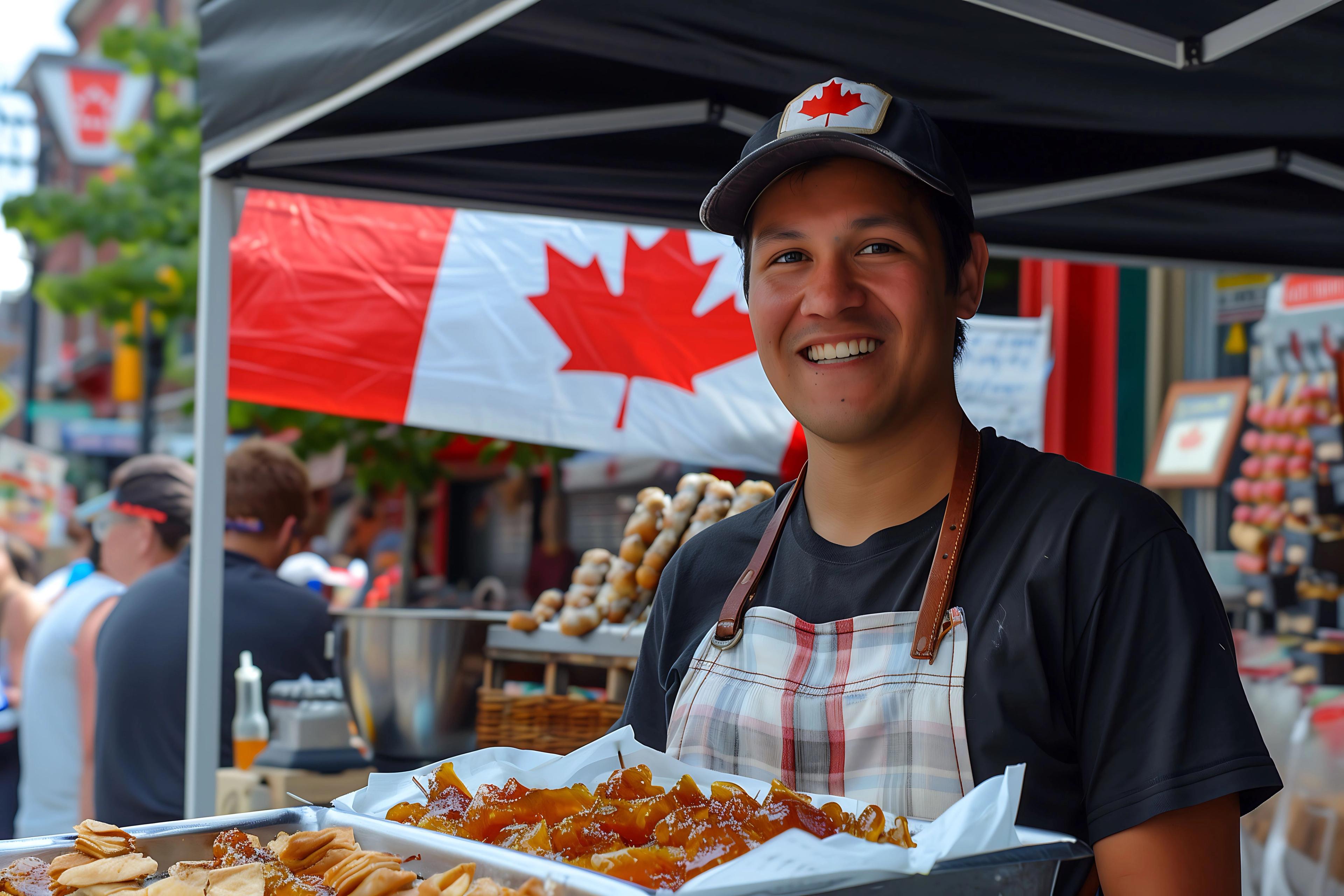 A man selling Canadian products