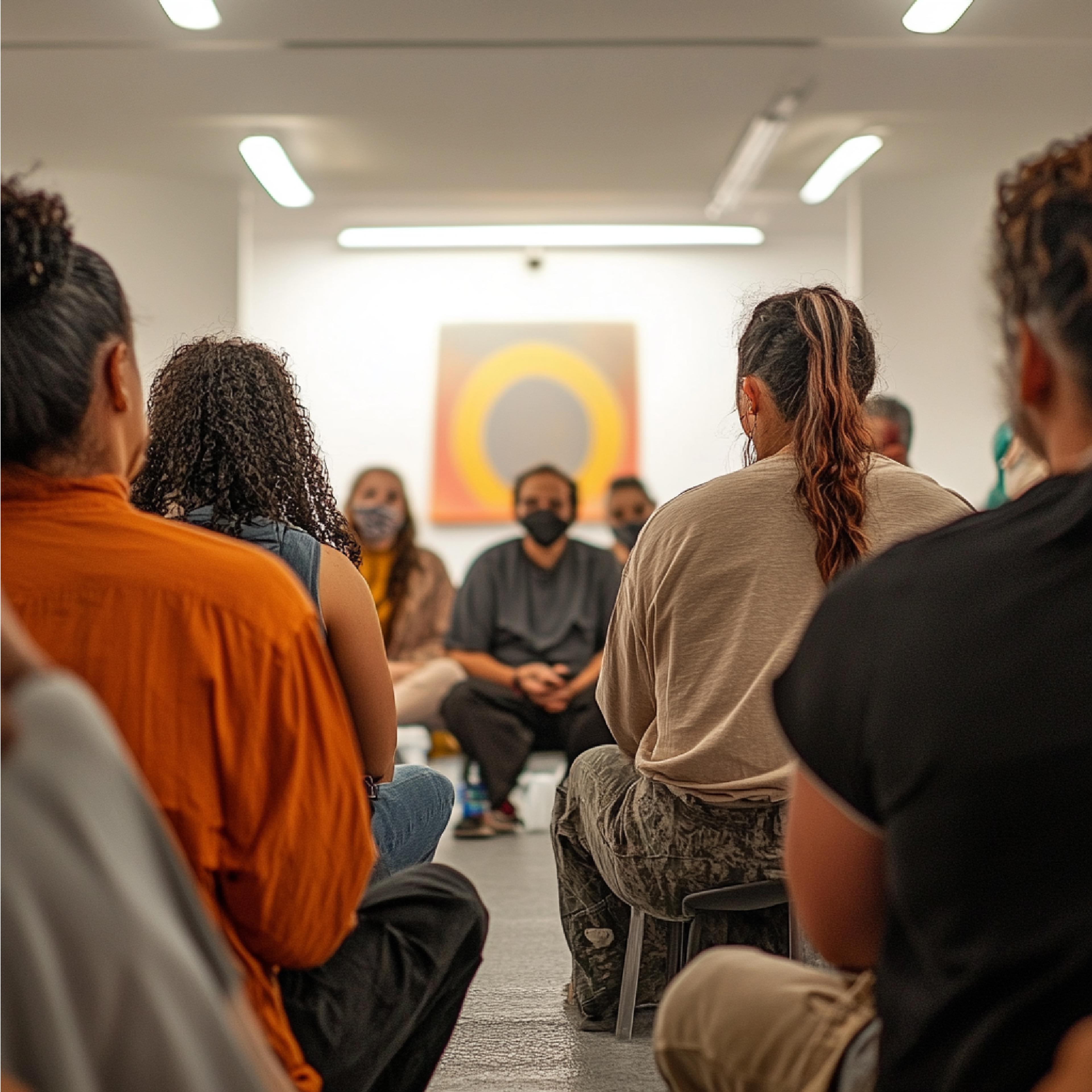 Indigenous youth gathering in circle