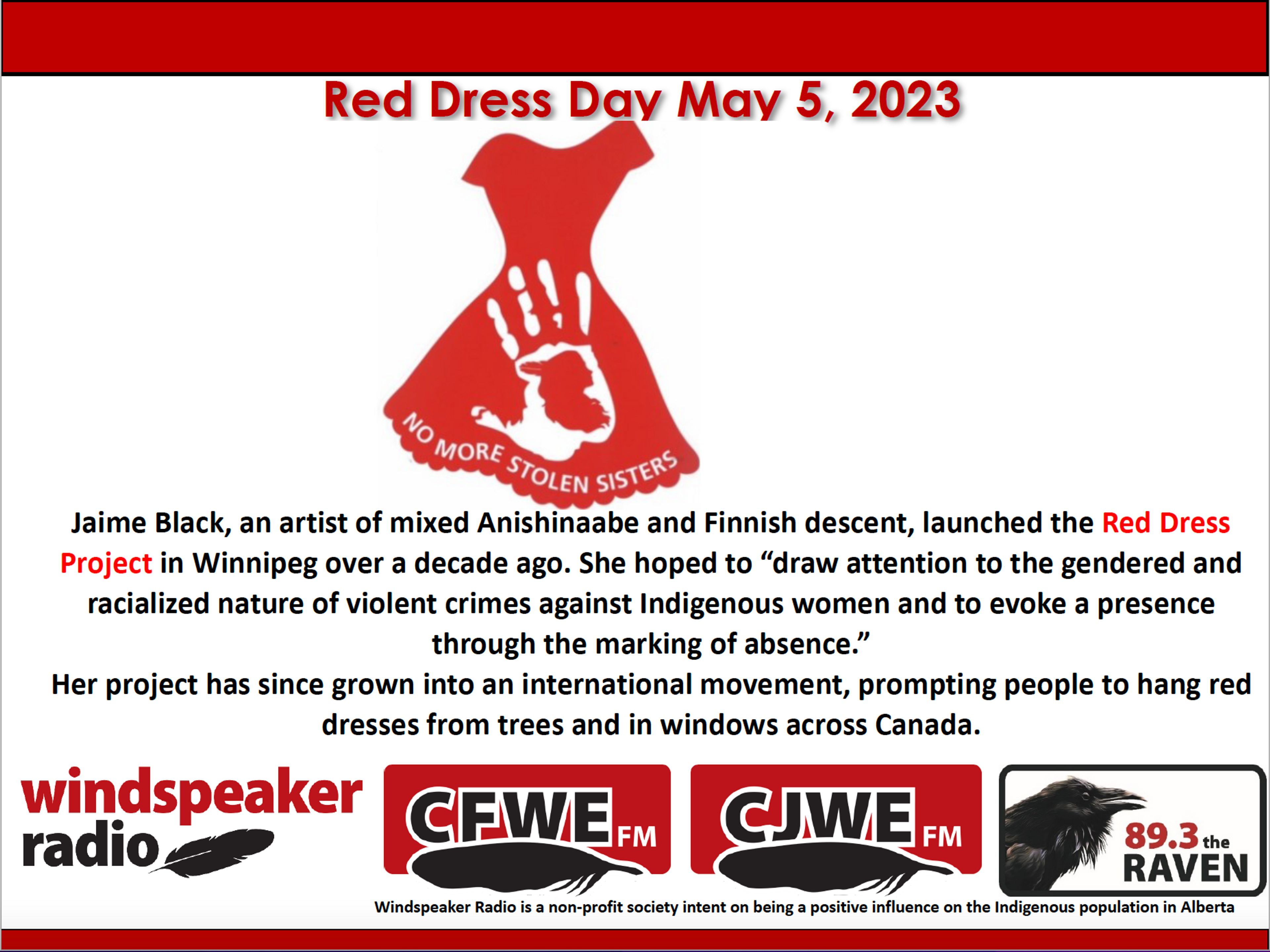 Windspeaker Radio on how Red Dress Day began