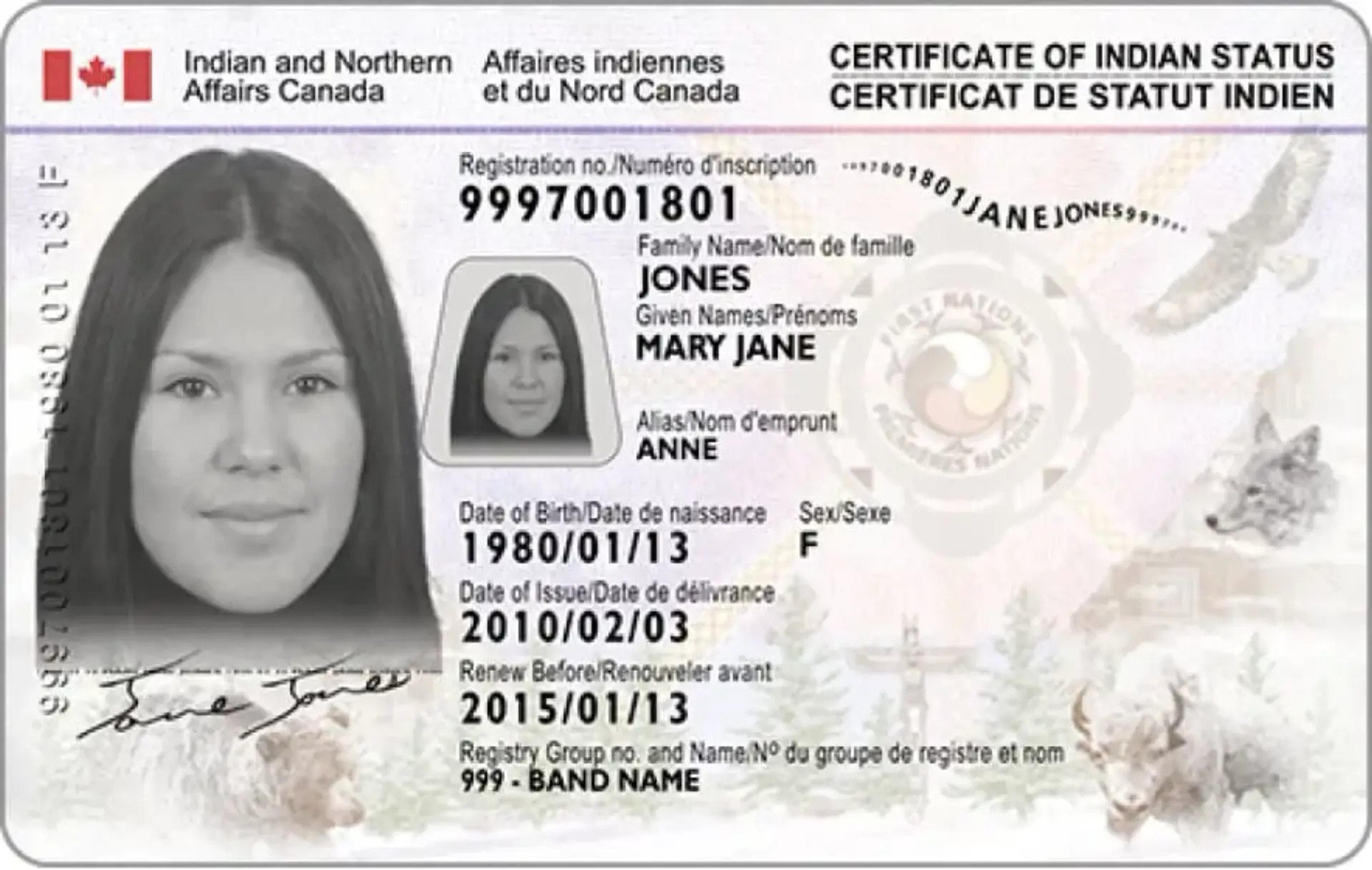 Example of a SCIS status card