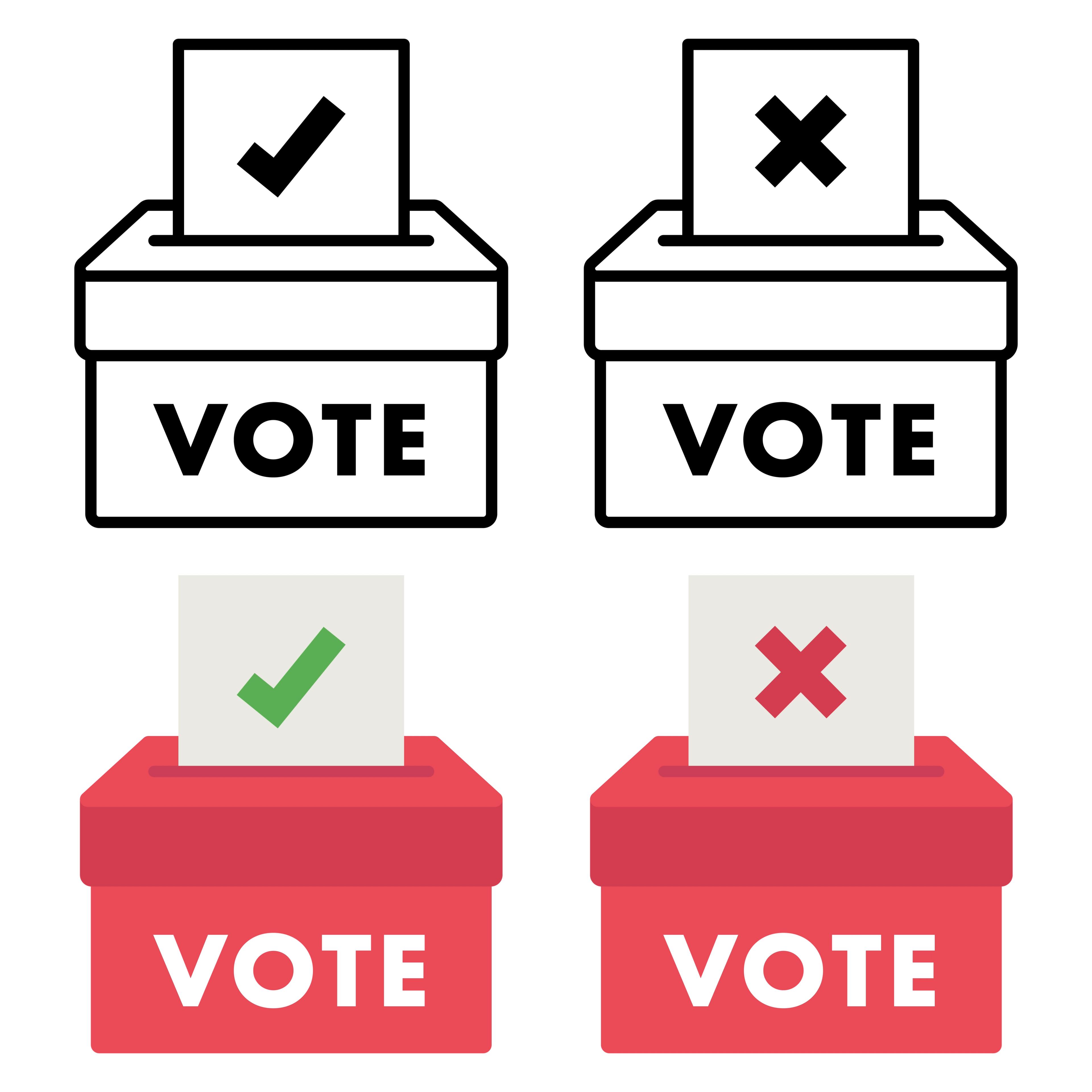 Vote with tick and cross boxes