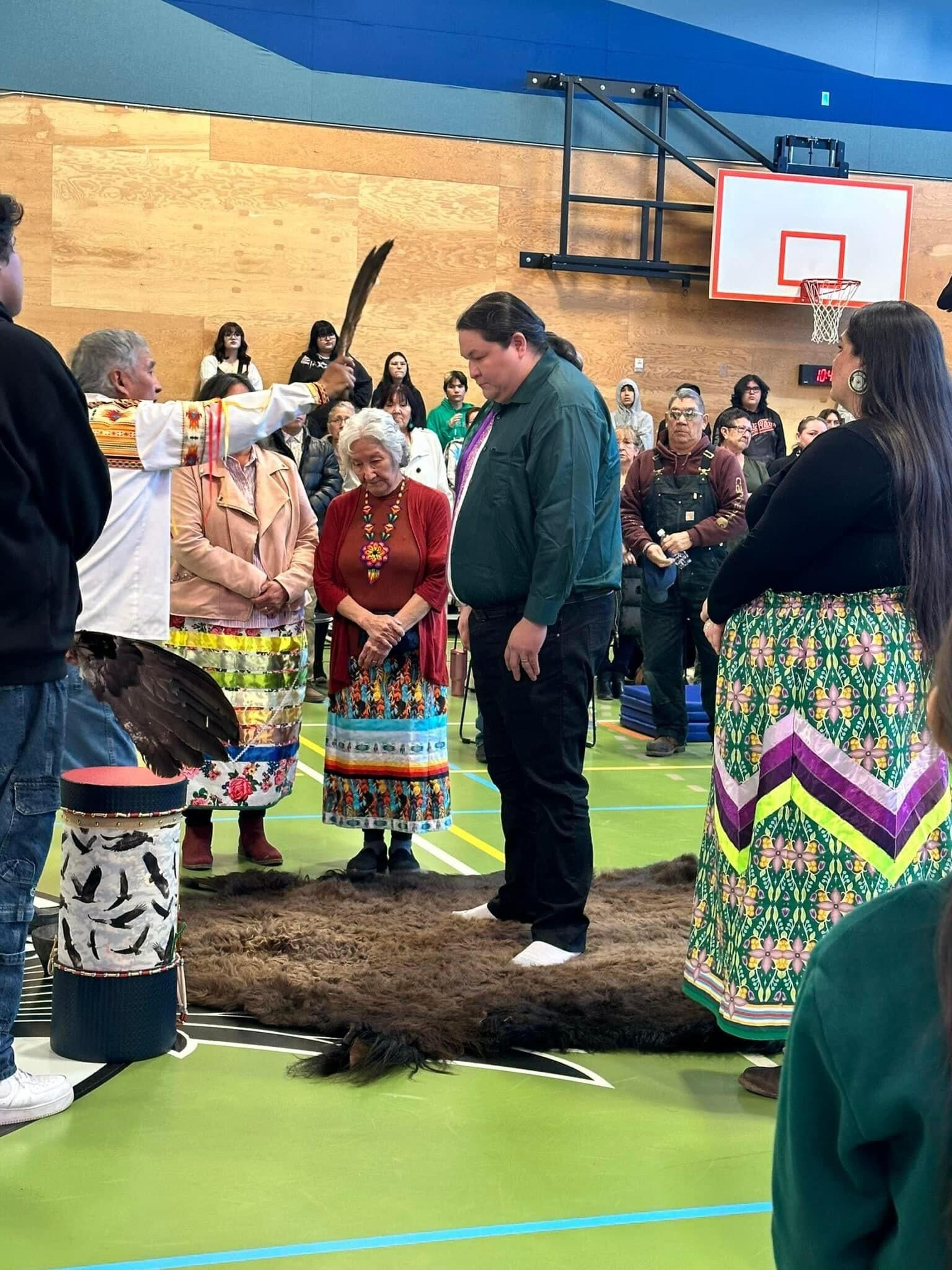 🪶 Tyler receiving an eagle feather in the council inauguration ceremony- a symbol of great honour