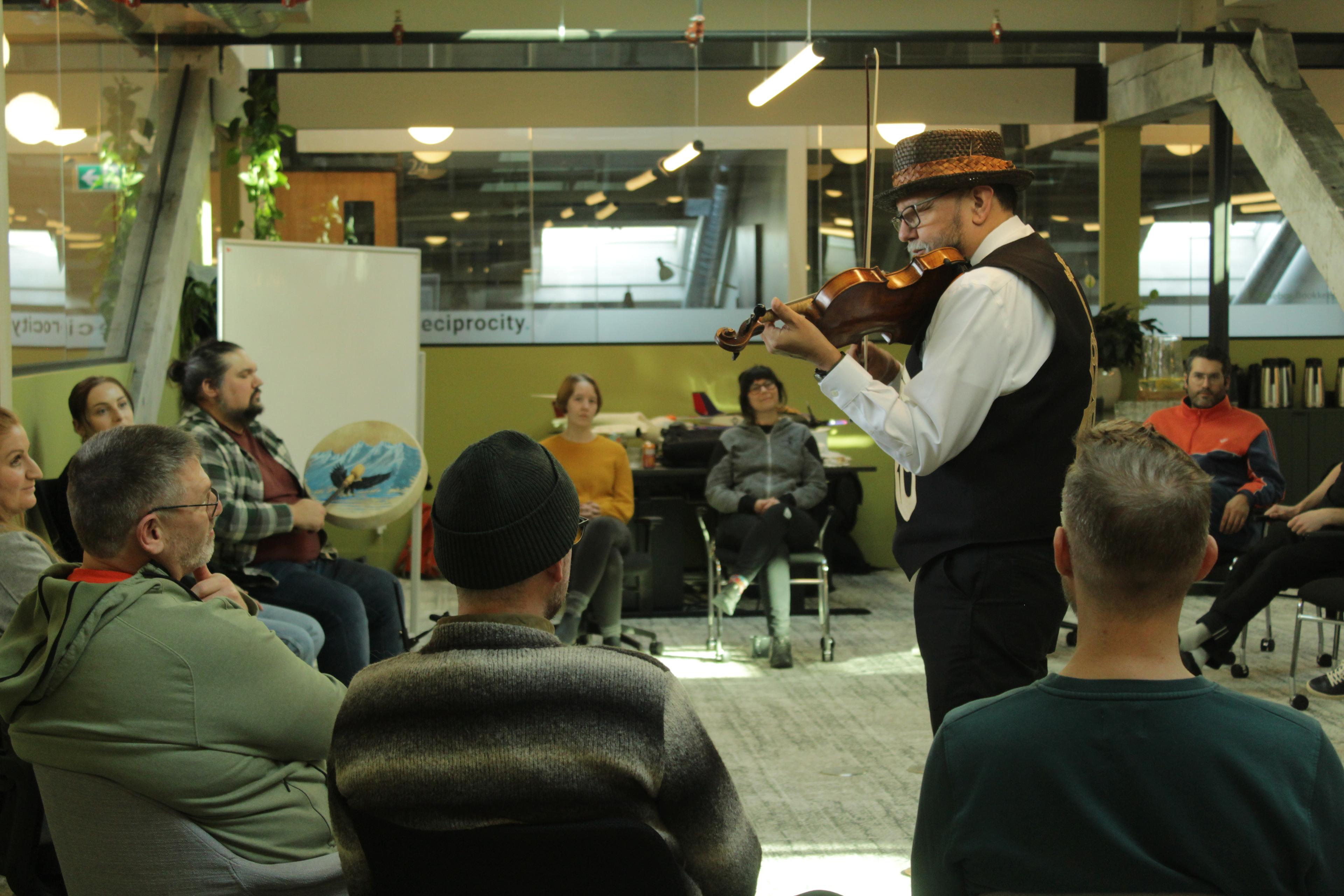 Violinist Swil Kanim of Lummi Nation