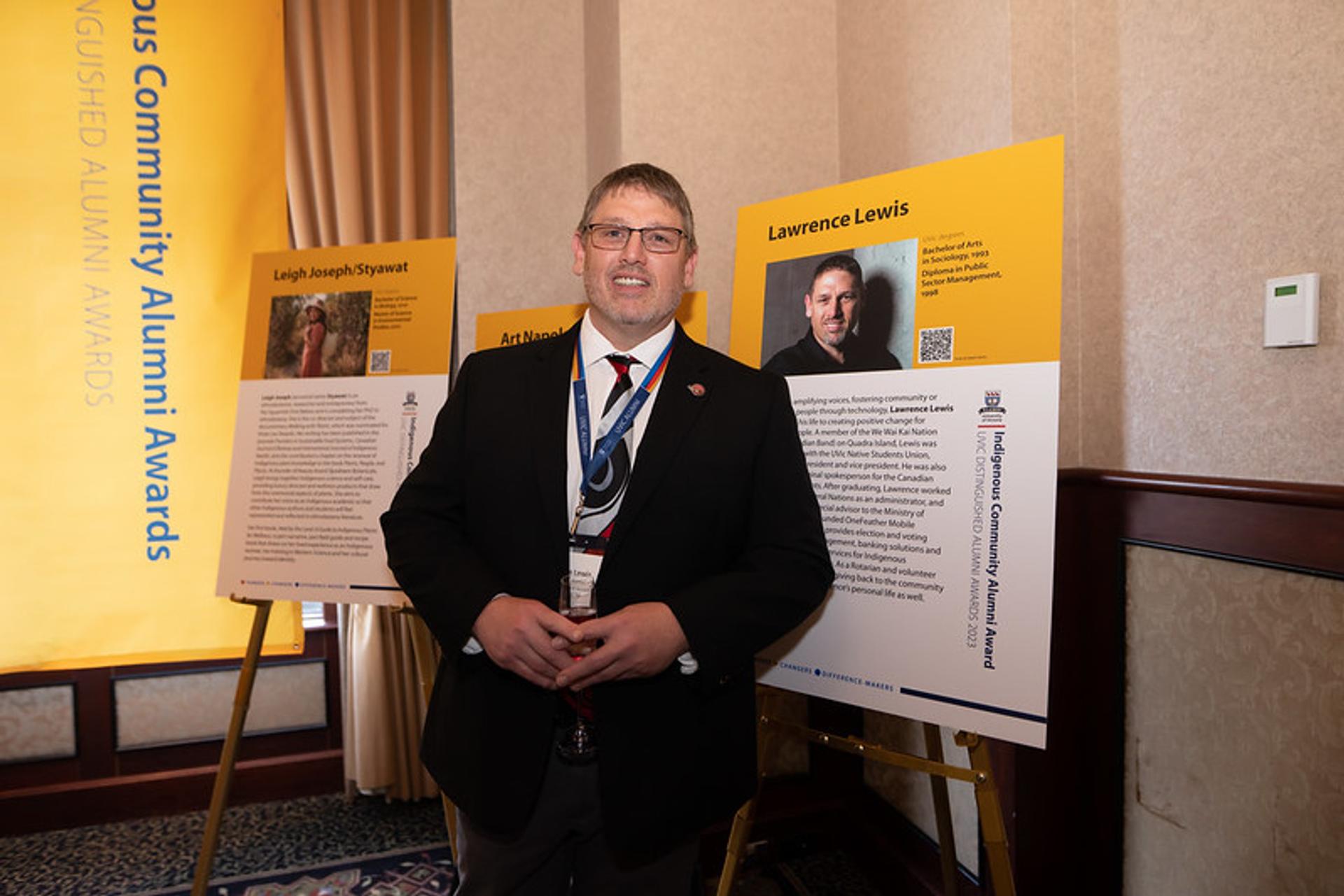 Our founder, Lawrence Lewis with his cardboard twin
