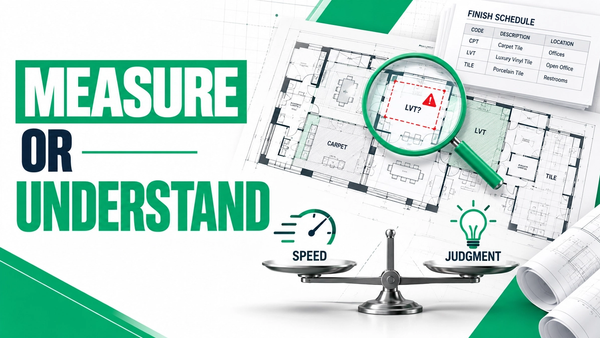 Commercial flooring estimator applying judgment to investigate document conflicts and hidden scope before finalizing a flooring takeoff