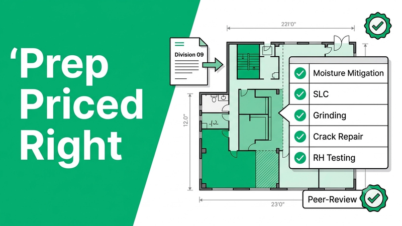 Commercial floor prep estimating case study: substrate preparation scope caught in specification review before bid submission