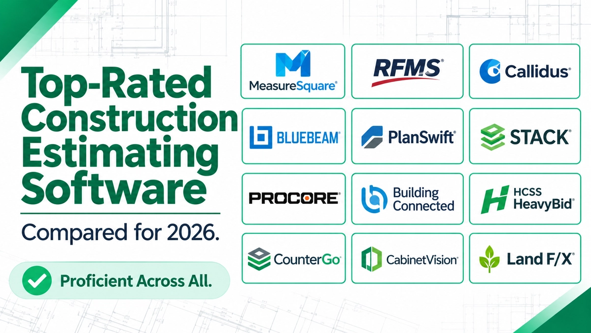 Side-by-side comparison of the leading commercial construction estimating software platforms with Unicalibre Estimating positioned as proficient across all of them.