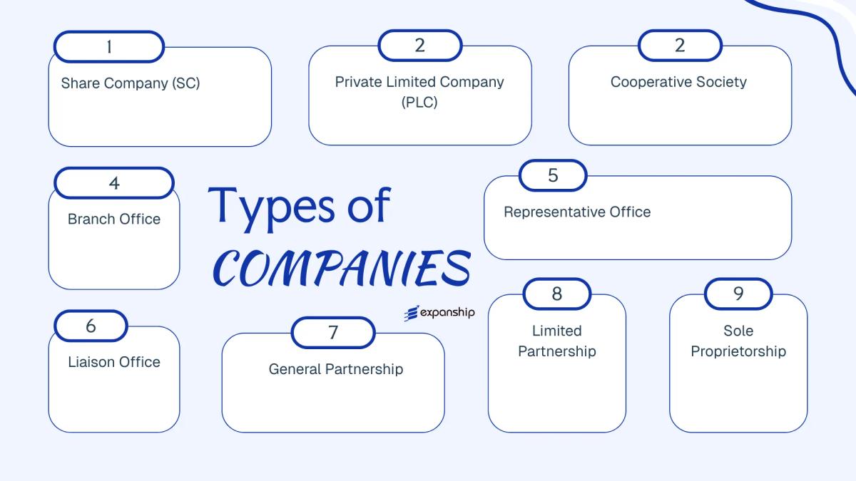All types of business structures and entities available in Ethiopia