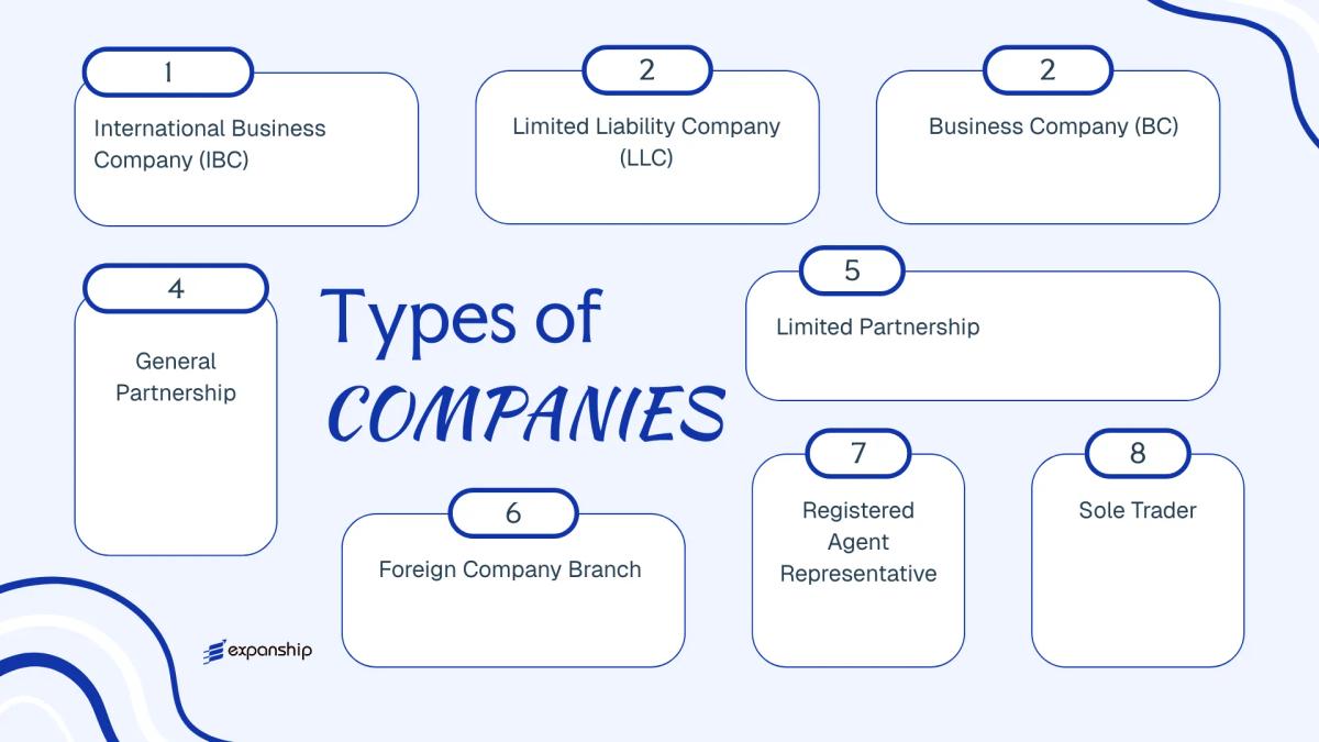 All types of business structures and entities available in St. Vincent and the Grenadines